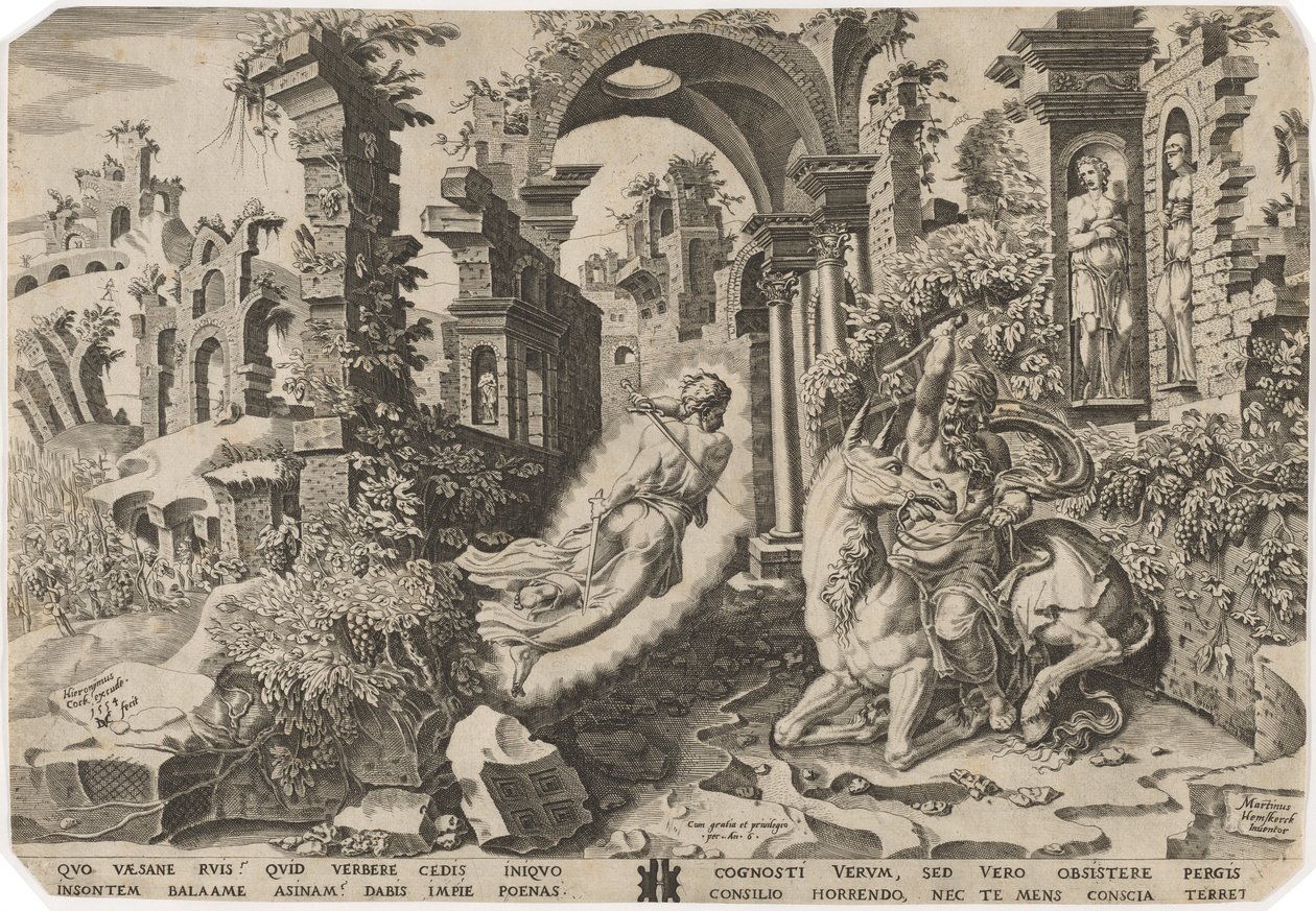 巴兰和天使 作者 Dirck Volckertz Coornhert，在 Maerten van Heemskerck 之后