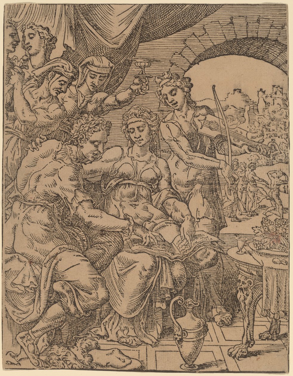 浪子在妓女身上挥霍他的遗产 作者 Dirck Volckertz Coornhert 在 Maerten van Heemskerck 之后