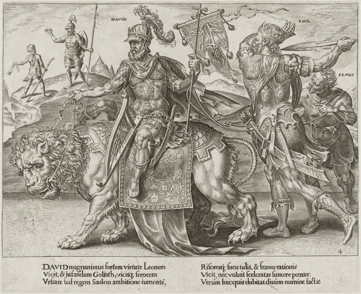 大卫的胜利 作者 Dirck Volckertz Coornhert 在 Maerten van Heemskerck 之后