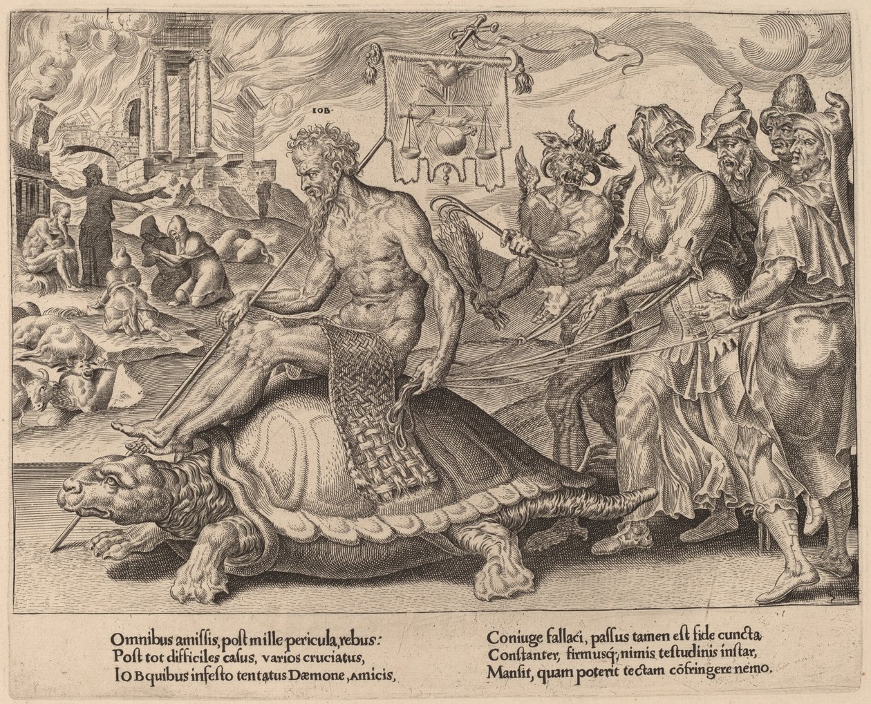 约伯的胜利 作者 Dirck Volckertz Coornhert 在 Maerten van Heemskerck 之后