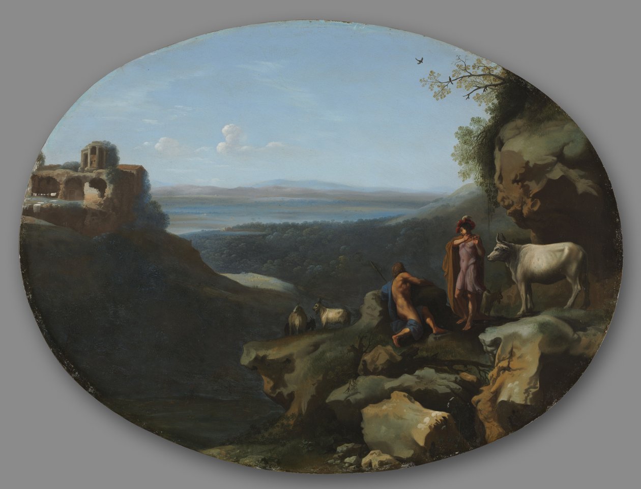 水星和阿格斯在风景中，c。 1635。 作者 迪克·范·德·利塞