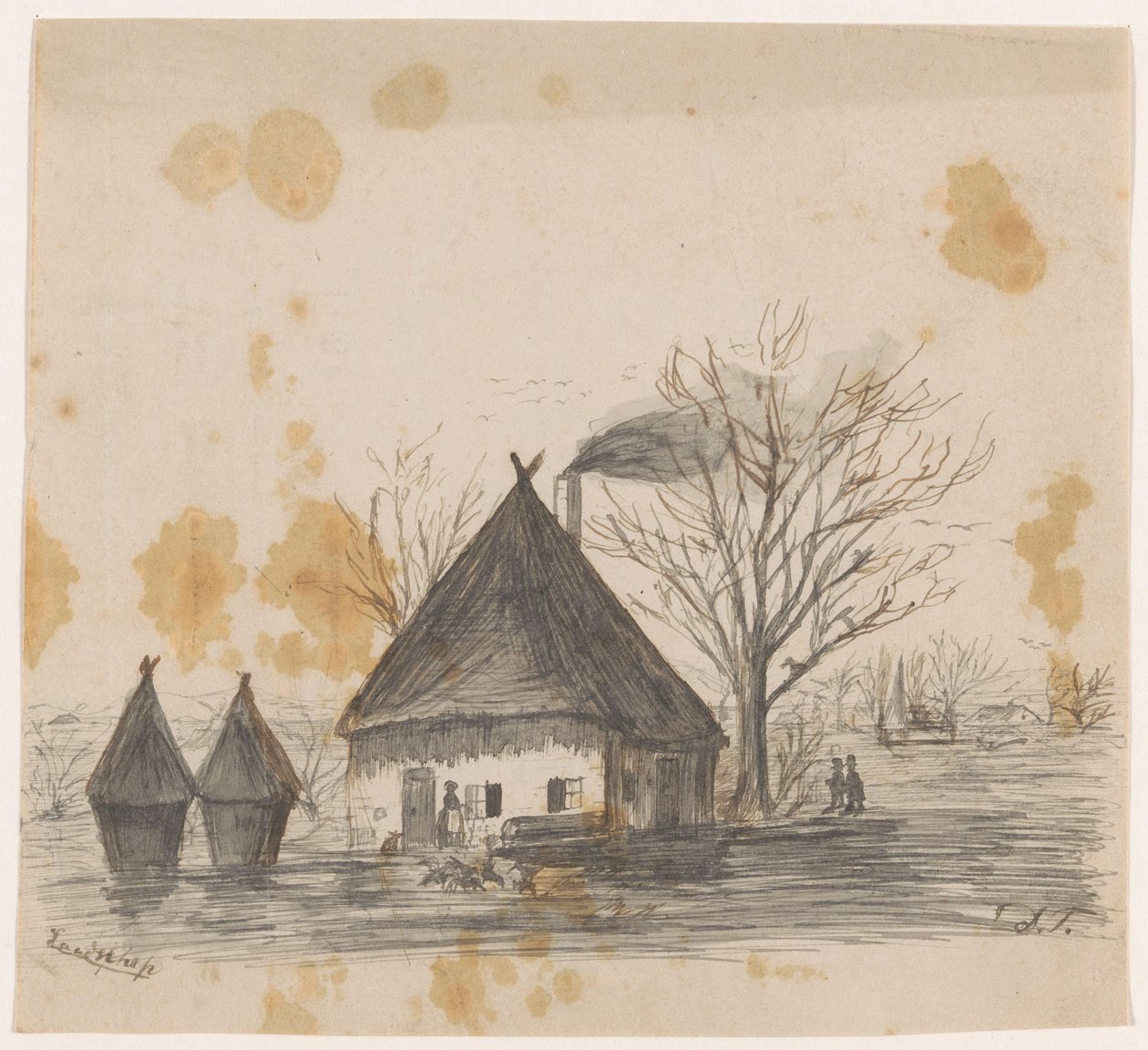 风景（物品上的标题） 作者 Dirk Arnoldus Tavenraat（艺术家签名）