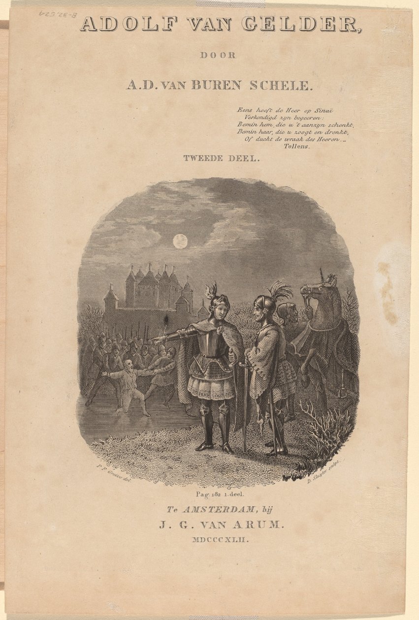 A.D. van Buren Schele的《Adolf van Gelder》扉页，阿姆斯特丹，1842年 作者 德克·尤里安·斯拉伊特