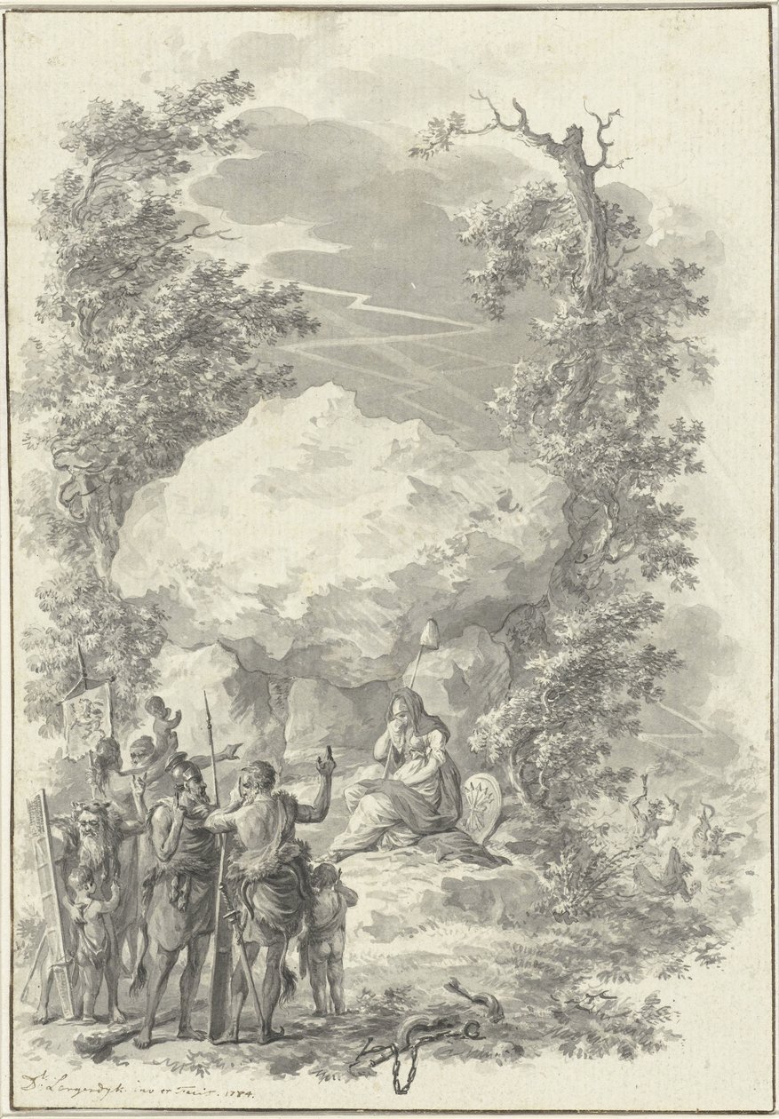 琼-德克-凡-德-卡佩伦-图登-波尔之死的寓言，1784 年 作者 Dirk Langendijk（艺术家签名）