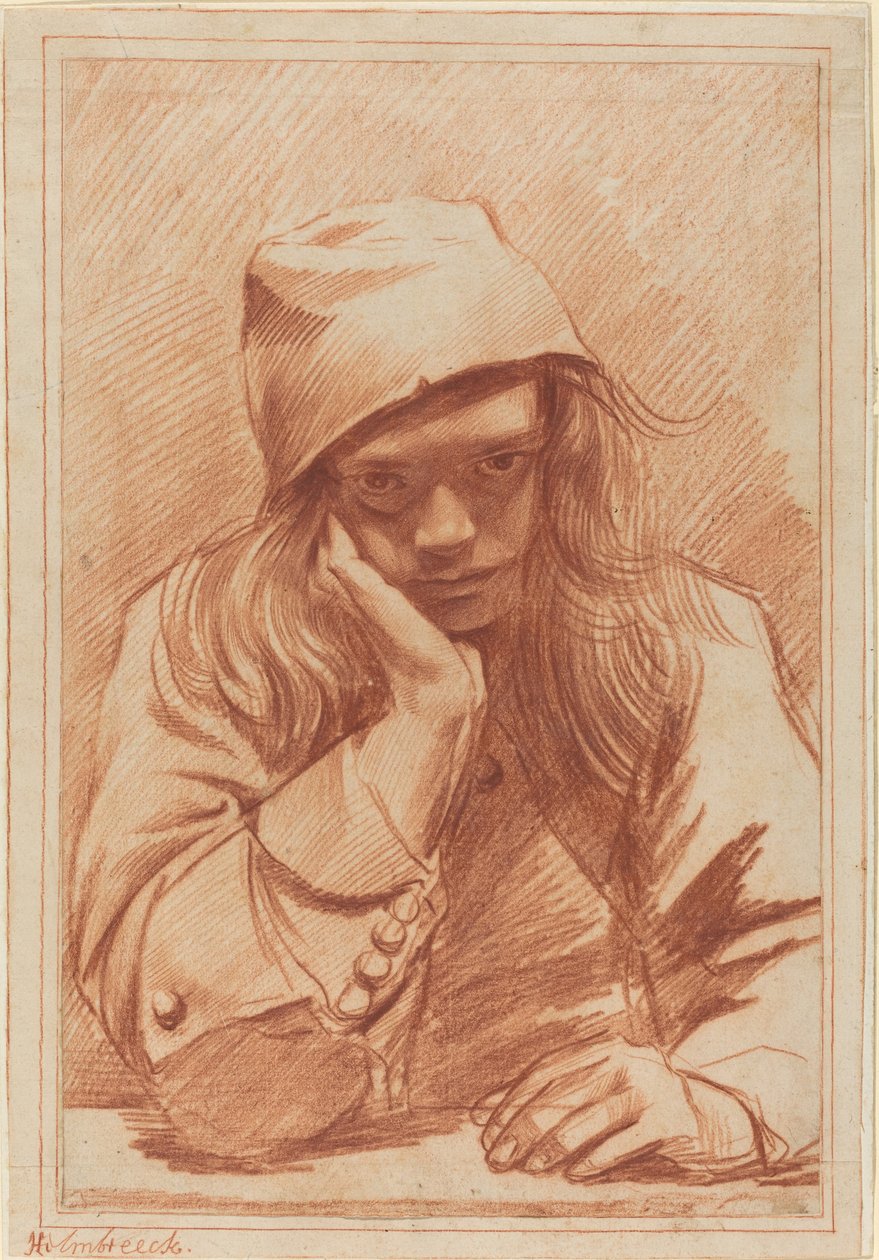 自画像，c.1633-96（红色粉笔） 作者 德克·西奥多·亥姆布雷克