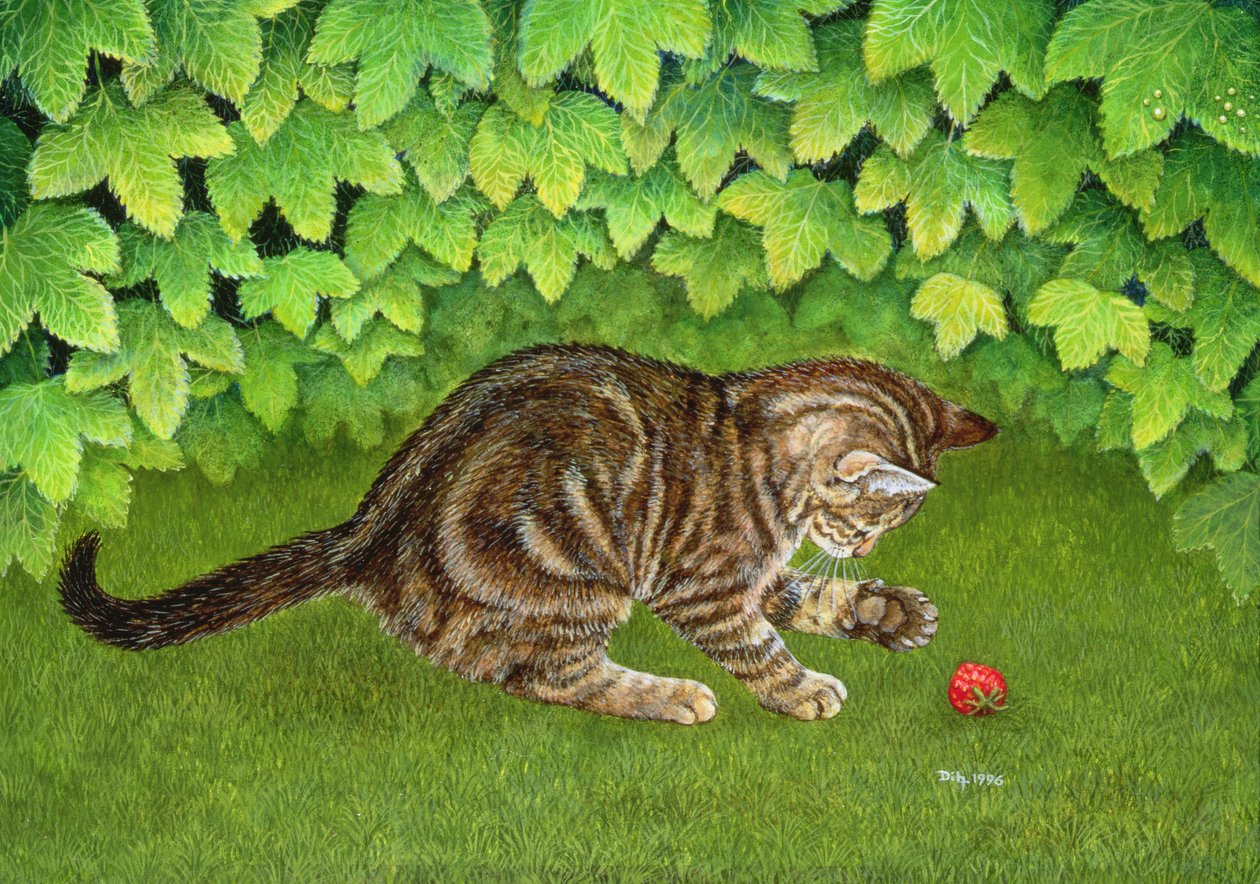 草莓小猫，1996年（面板上的丙烯酸） 作者 迪兹