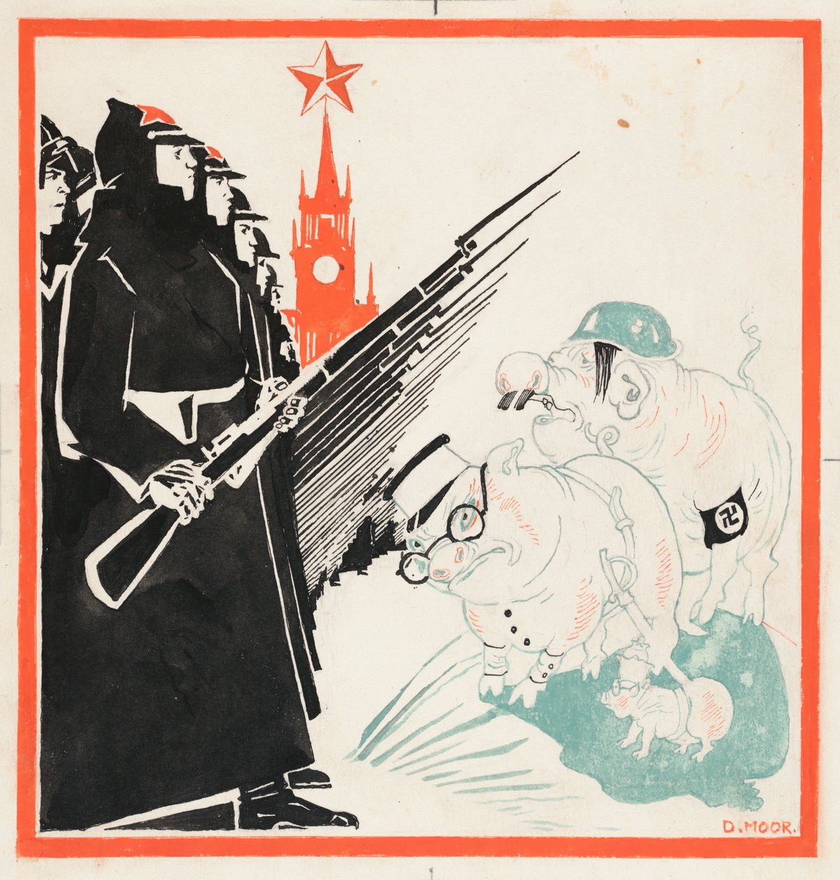 纳粹的猪被红军拦在克里姆林宫门口，1941-1943。 作者 德米特里·斯塔奇耶维奇·摩尔