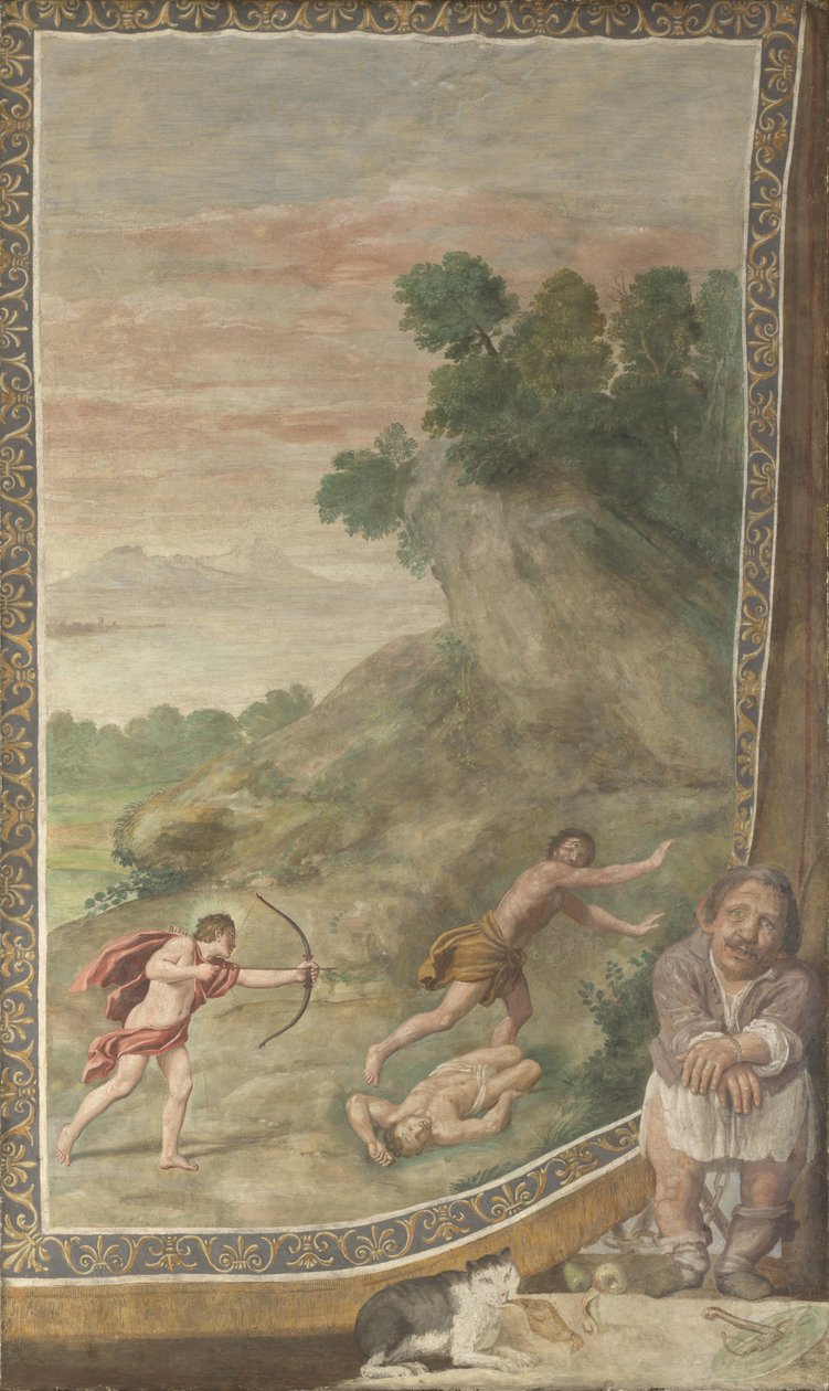 阿波罗（Apollo）在1617年至1618年间从阿尔多布兰迪尼别墅（Villa Aldobrandini）杀死独眼巨人壁画 作者 多梅尼奇诺
