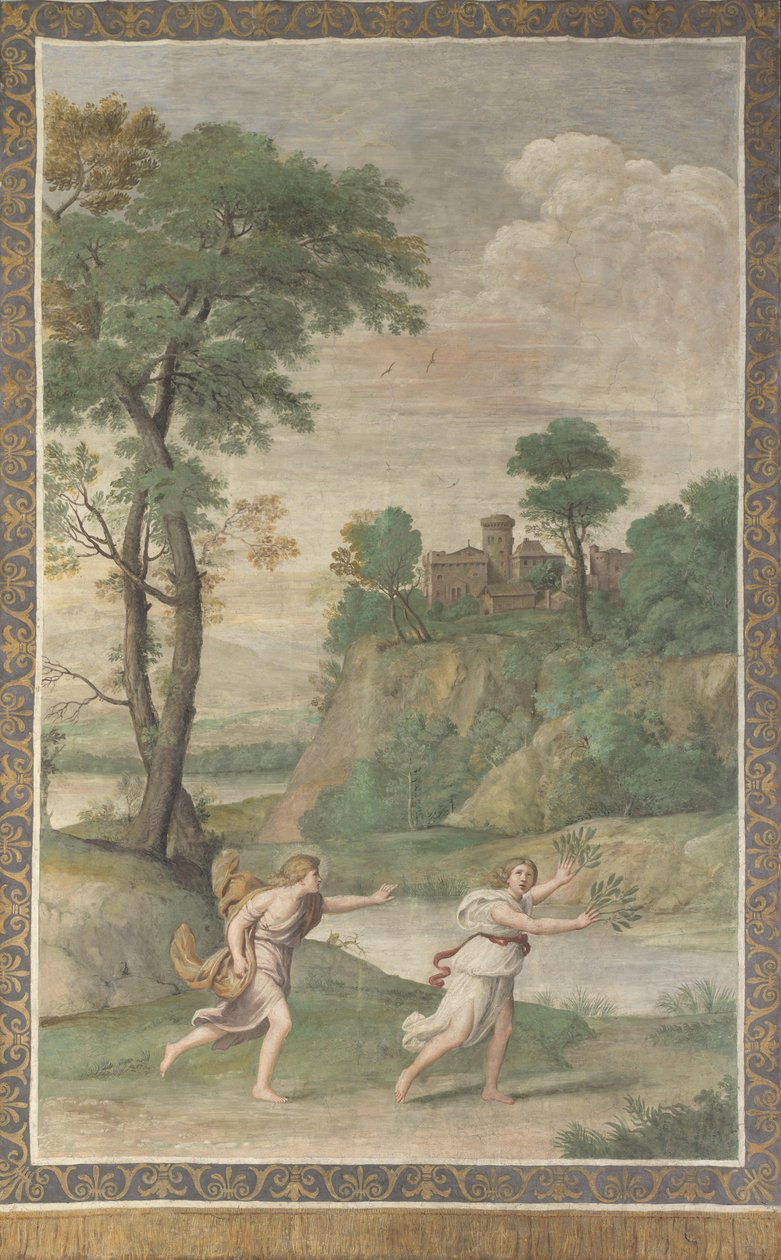 阿波罗（Apollo）在1617年至1618年从Villa Aldobrandini追求Daphne Fresco 作者 多梅尼奇诺