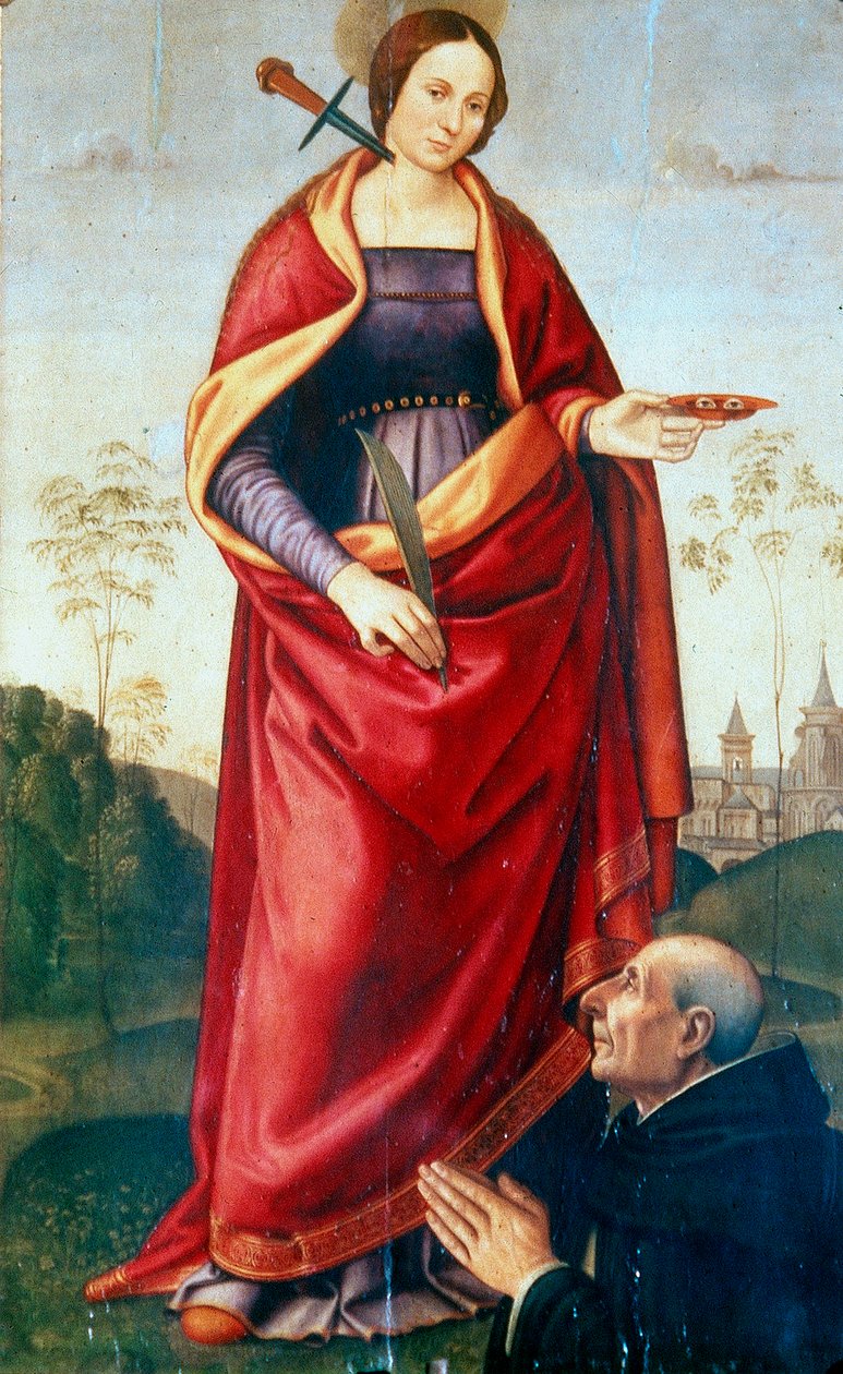 圣露西和赞助商 作者 多梅尼科·吉兰达约（Domenico Ghirlandaio）