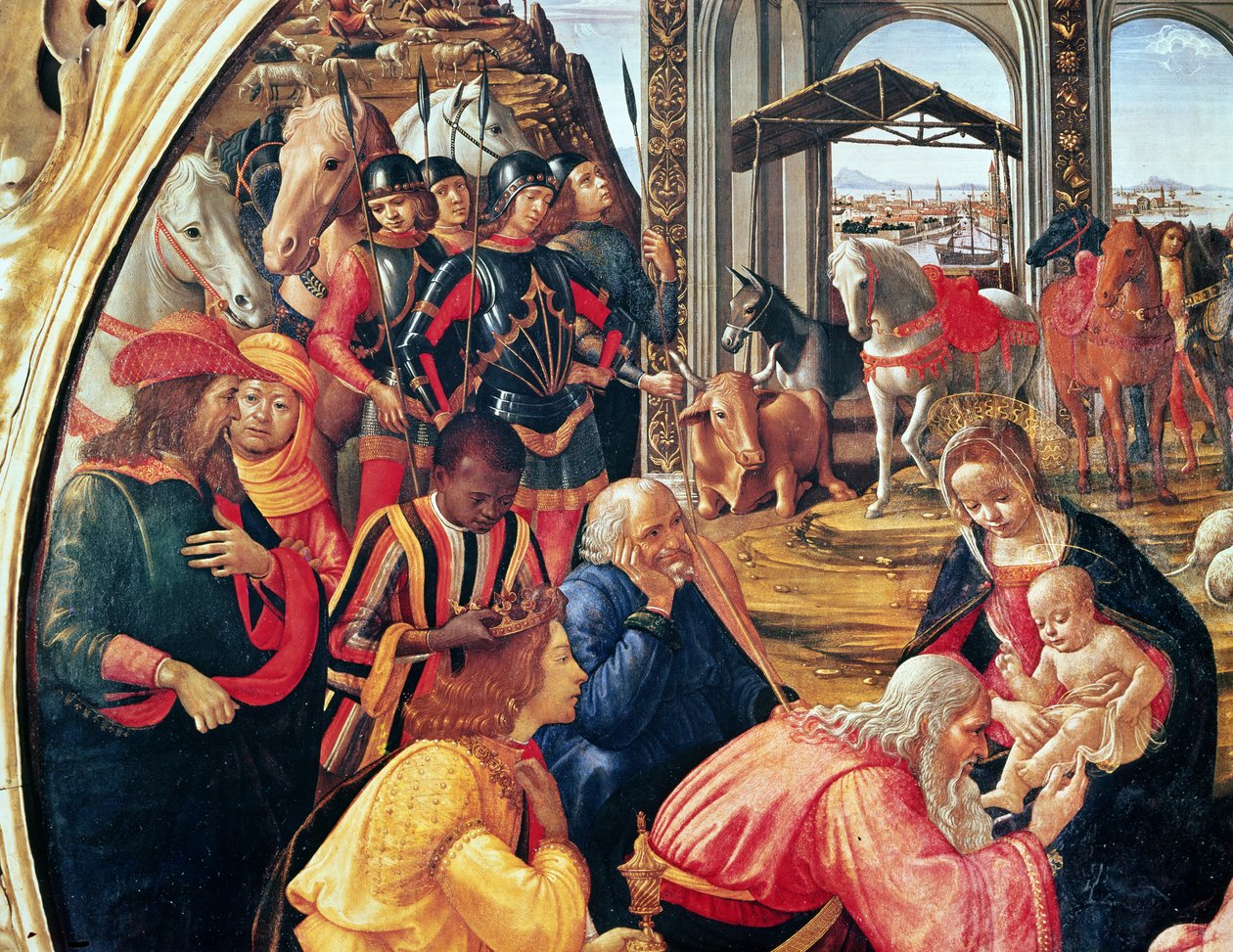 崇拜魔法师，细节，1487 作者 多梅尼科·吉兰达约（Domenico Ghirlandaio）