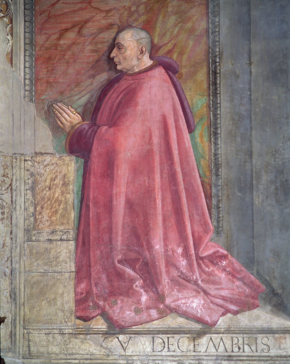 Francesco Sassetti的肖像，来自圣弗朗西斯的周期，Sassetti Chapel，1483（详情） 作者 多梅尼科·吉兰达约（Domenico Ghirlandaio）