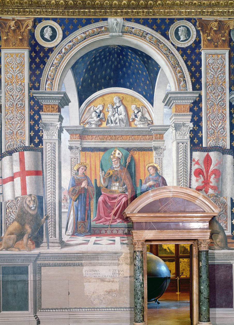 Saints Zenobius，Stephen和Lawrence，详细介绍了Sala dei Gigli，1470年的壁画 作者 多梅尼科·吉兰达约（Domenico Ghirlandaio）