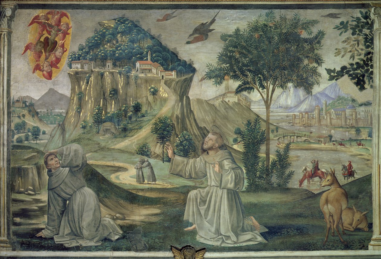 圣弗朗西斯接受了耻辱，1486年阿西西圣弗朗西斯生命周期的场景 作者 多梅尼科·吉兰达约（Domenico Ghirlandaio）