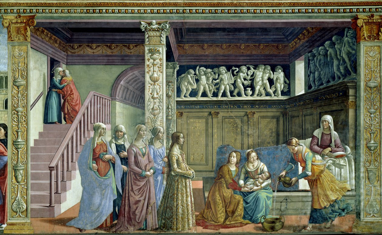 圣母的诞生，1486-90（详见124357） 作者 多梅尼科·吉兰达约（Domenico Ghirlandaio）