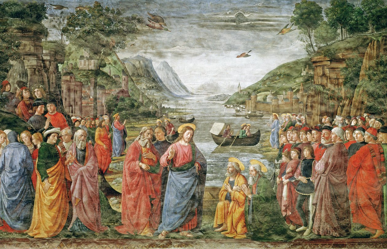 SS的召唤。彼得和安德鲁，1481年 作者 多梅尼科·吉兰达约（Domenico Ghirlandaio）