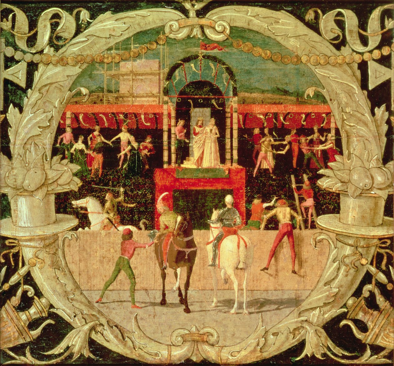 Sabines的强奸（信号之后）c.1490（面板上的温度） 作者 多梅尼科·莫罗尼（Domenico Morone）