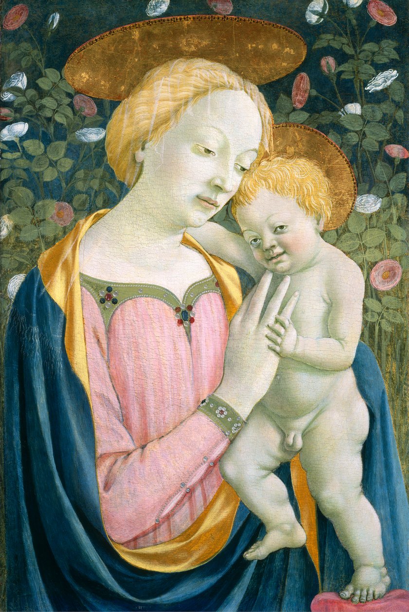 麦当娜和儿童，c.14451450（面板上的蛋彩画） 作者 多梅尼科（Domenico Veneziano）