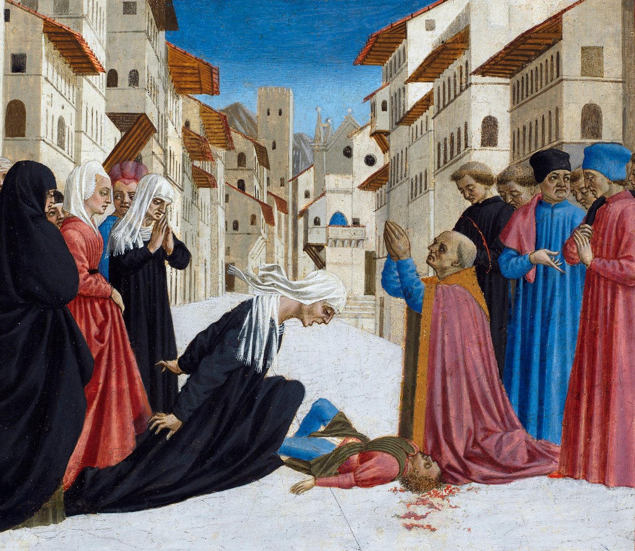 圣泽诺比乌斯的奇迹，1442-48（面板上的蛋彩画） 作者 多梅尼科（Domenico Veneziano）