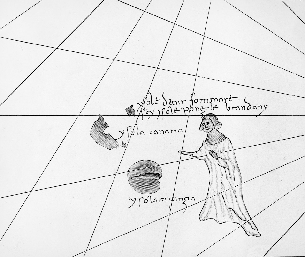 Saint Brendan，来自Pizzigani portolan的第19版，1367年 作者 多梅尼科和弗朗切斯科·皮齐加诺
