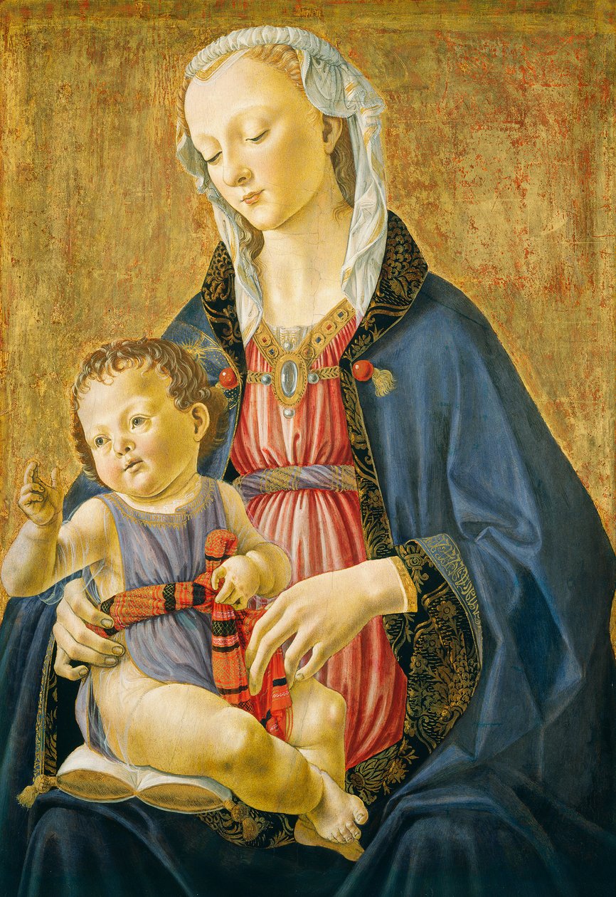 麦当娜和孩子，c。 1470- 75（面板上的蛋彩画） 作者 多梅尼科·吉兰达约（Domenico Ghirlandaio）