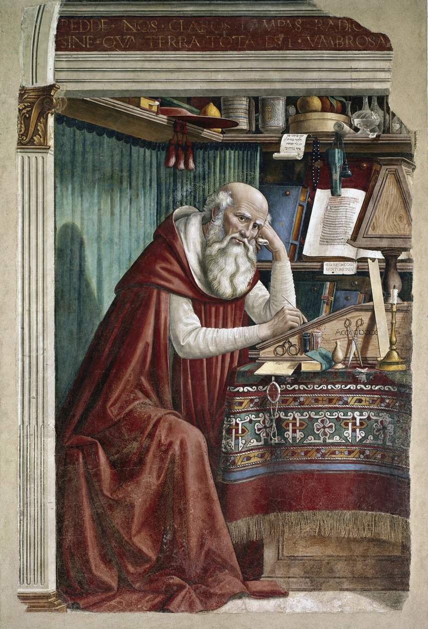 圣杰罗姆在他的书房 - 壁画 作者 多梅尼科·吉兰达约（Domenico Ghirlandaio）