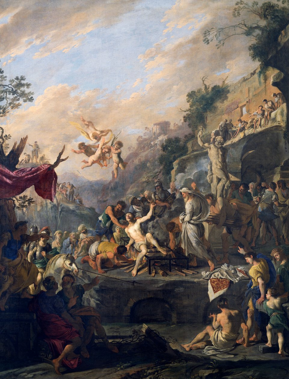 圣劳伦斯的殉难，多梅尼科·加久洛 (Domenico Gargiulo) 的画作 Micco Spadaro (1609 或 1610-ca 1675)，意大利 作者 多梅尼科·加久洛（Domenico Gargiulo）