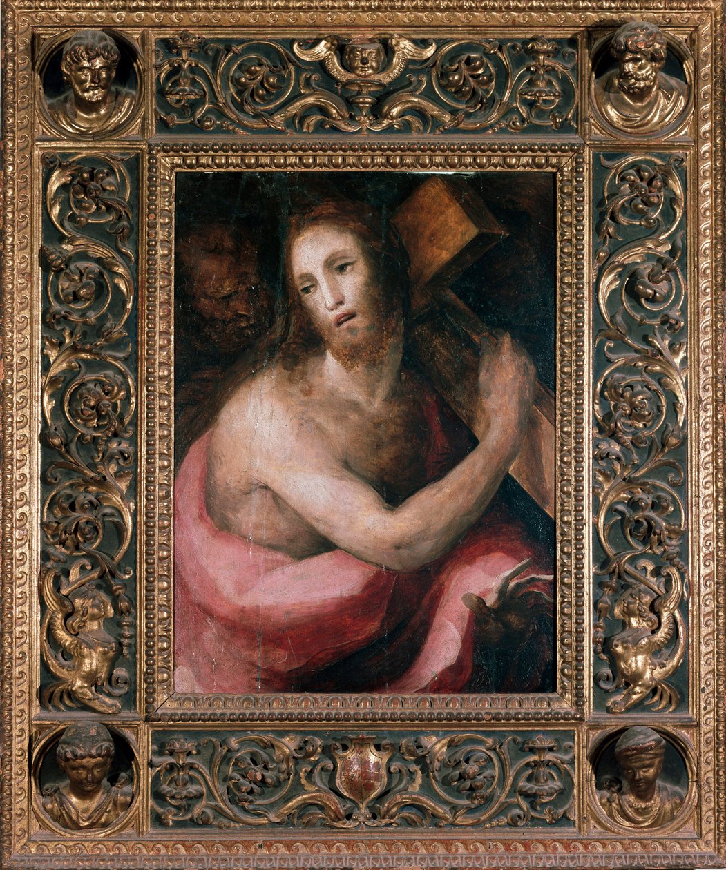 埃切同性恋。 基督背着十字架。 Domenico Beccafumi (1486-1551) 的画作，大约 1540 年。喝。 尺寸：75x75cm。 锡耶纳 (Siena)，大都会歌剧院博物馆 作者 多梅尼科·贝卡法米