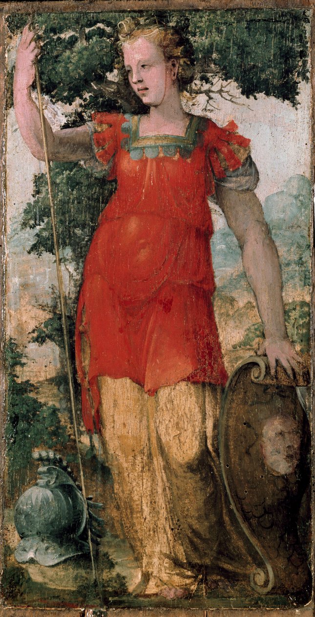 女性角色，也许是米纳瓦。多米尼克-贝卡福米（1486-1551）的画作。 作者 多梅尼科·贝卡法米