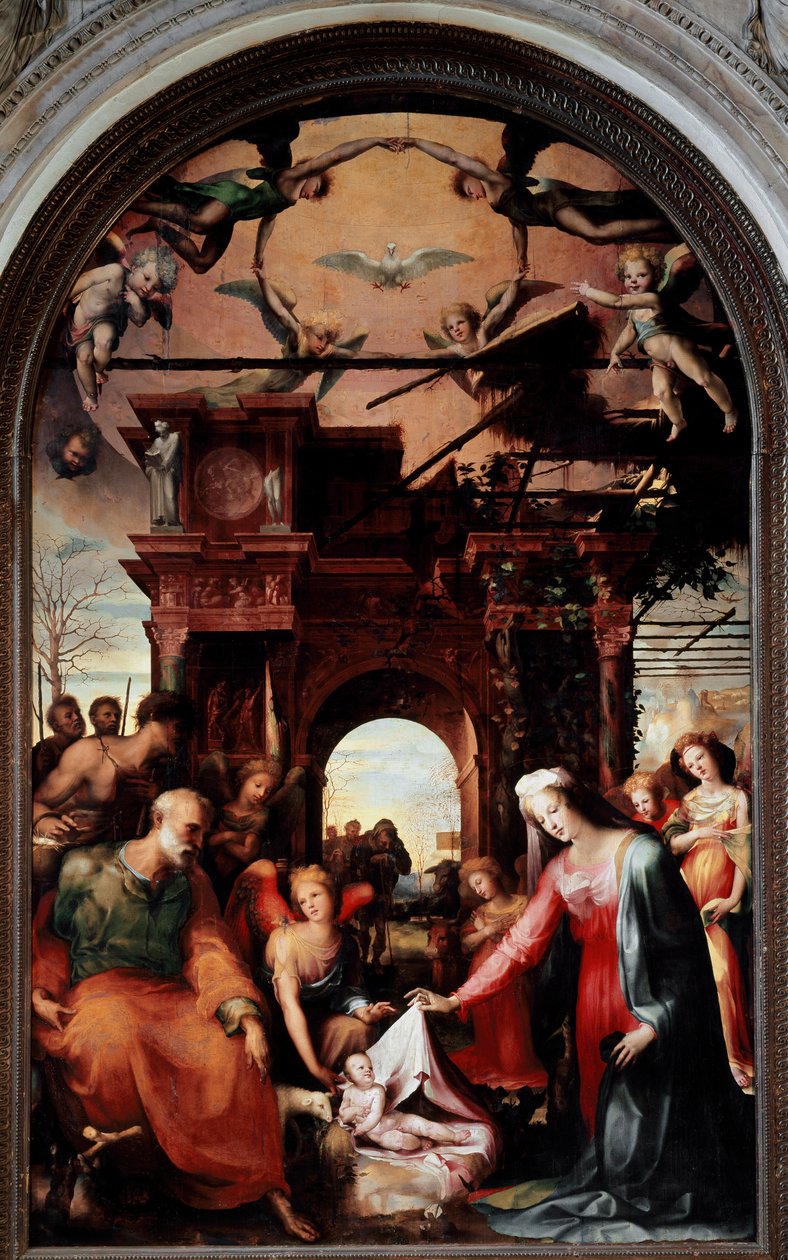 诞生。 Domenico Beccafumi (1486-1551) 的绘画 作者 多梅尼科·贝卡法米