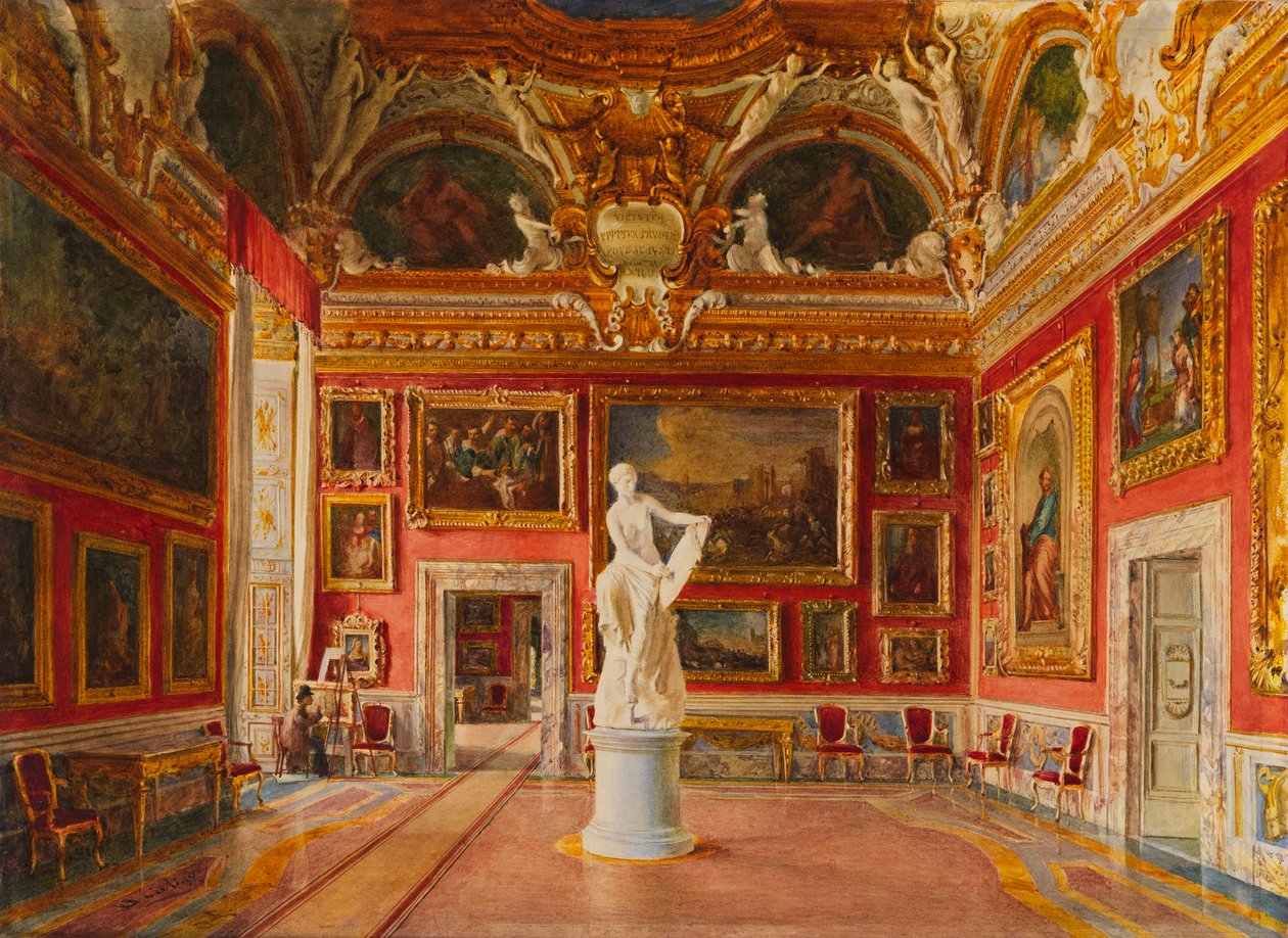 佛罗伦萨皮蒂宫的Giove厅，1875年。 作者 多梅尼科·卡利戈（Domenico Caligo）