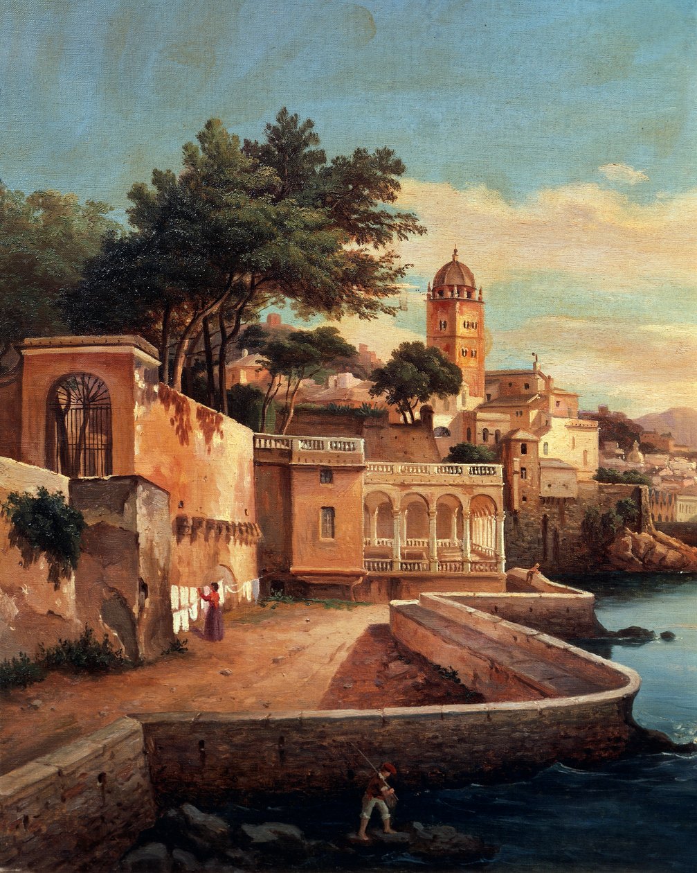 帕斯夸莱-多梅尼科-坎比亚索（Pasquale Domenico Cambiaso，1811-1894 年），意大利，《从多利亚-帕姆菲尔宫花园眺望热那亚 作者 多梅尼科·坎比亚索