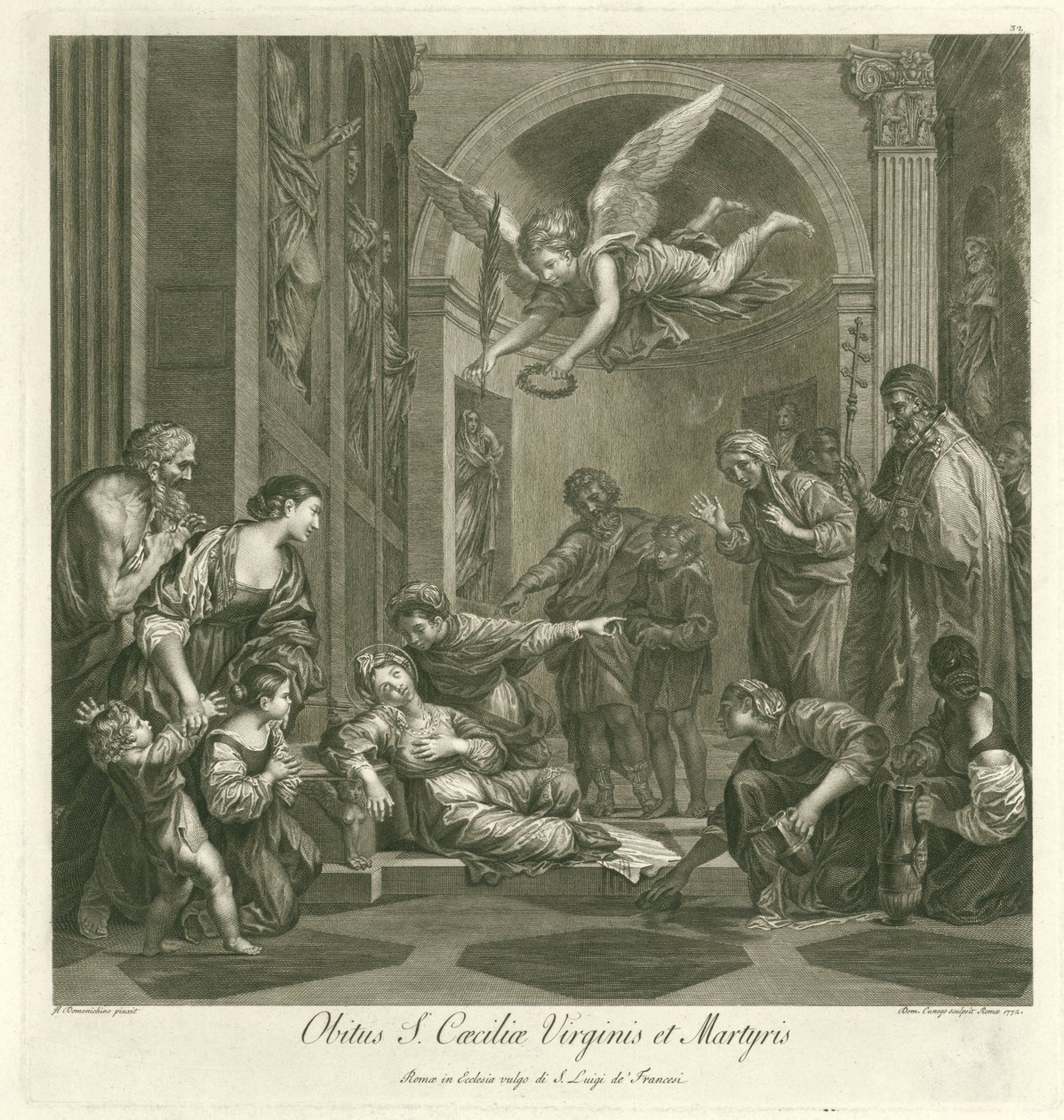 圣塞西莉亚之死
Obitus S. Caeciliae Virginis et Martyris（物体上的标题）
意大利绘画（系列名称）
意大利绘画学校（系列名称） 作者 多梅尼科·库尼戈（Domenico Cunego）
