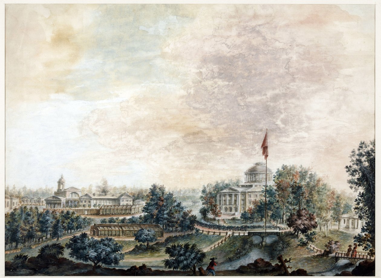 Palais de Pavlosk (1782-1786) - 巴甫洛夫斯克宫 - Domenico Felice Lamoni (1745-1830)。 纸本水彩和白色，1786 年后。圣彼得堡历史国家博物馆 作者 多梅尼科·菲利斯·拉莫尼