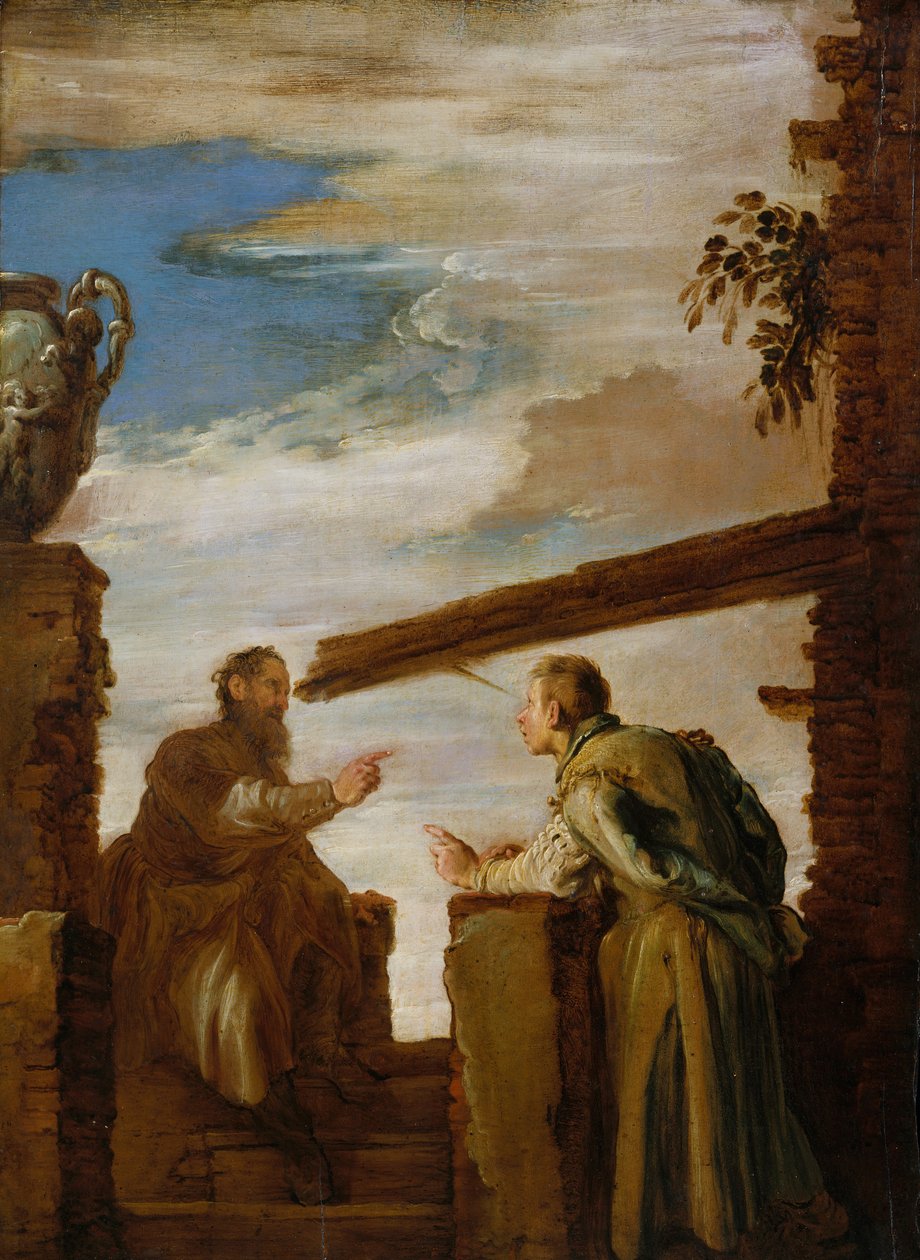 微粒和梁的寓言，约。 1619。 作者 Domenico Fetti或Feti