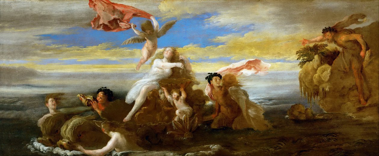巴洛克：Galatee (Galathee) et Polypheme - Galatea and Polyphemus par Fetti, Domenico (1588/90-1623), c. 1621. 木版油，41,5x96,4。 维也纳艺术史博物馆 作者 Domenico Fetti或Feti