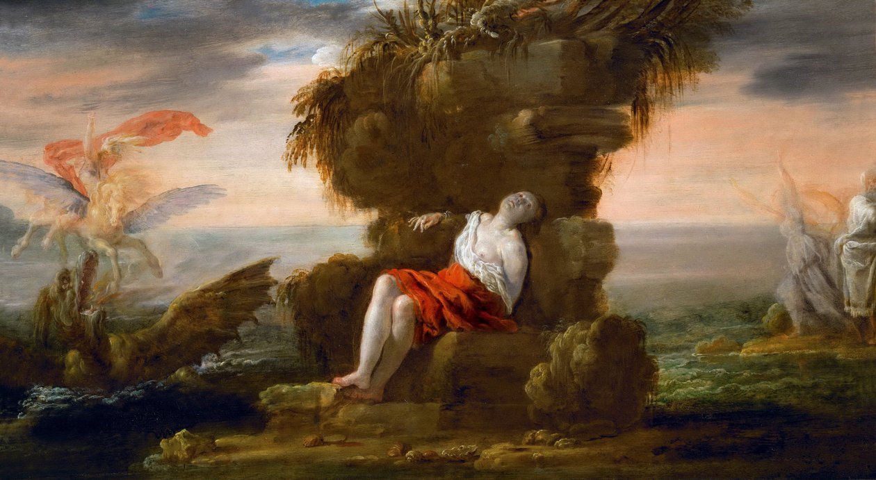 巴洛克 : Persee liberant Andromede - Perseus Freeing Andromeda par Fetti, Domenico (1588/90-1623), c. 1621. 木板油彩，40,5x72,5。 维也纳艺术史博物馆 作者 Domenico Fetti或Feti