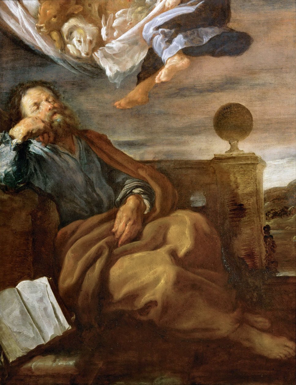 巴洛克风格:Pierre et la vision de la grande nappe - 彼得对有动物的床单的看法 par Fetti, Domenico (1588/90-1623), 约1619年。木板上的油画，66x51。艺术史博物馆，维埃纳 作者 Domenico Fetti或Feti