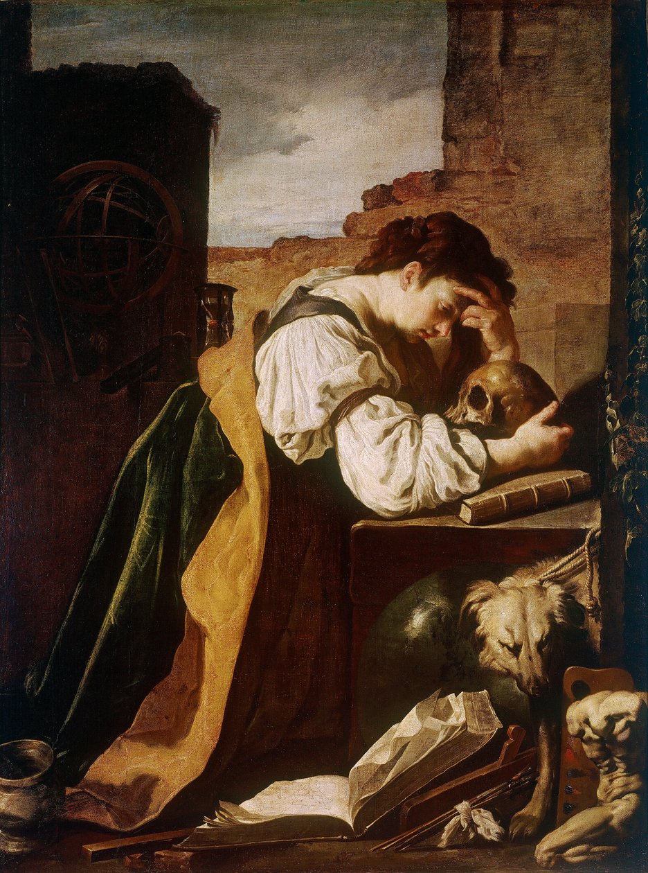 Domenico Fetti (1589-1624) 1621-1623 的忧郁绘画（虚荣）。 168x128 厘米 巴黎，卢浮宫 作者 Domenico Fetti或Feti
