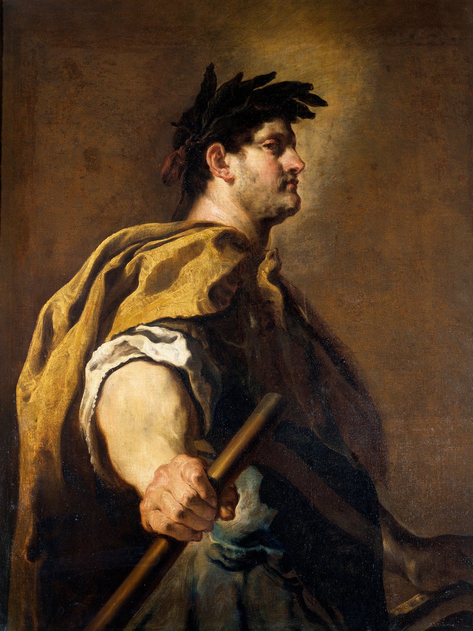 罗马皇帝多密善 (Titus flavius domitianus) 的肖像 (51-96) 多梅尼科·费蒂 (1589-1623) 绘画 17 世纪 1,51x1,12 m 作者 Domenico Fetti或Feti