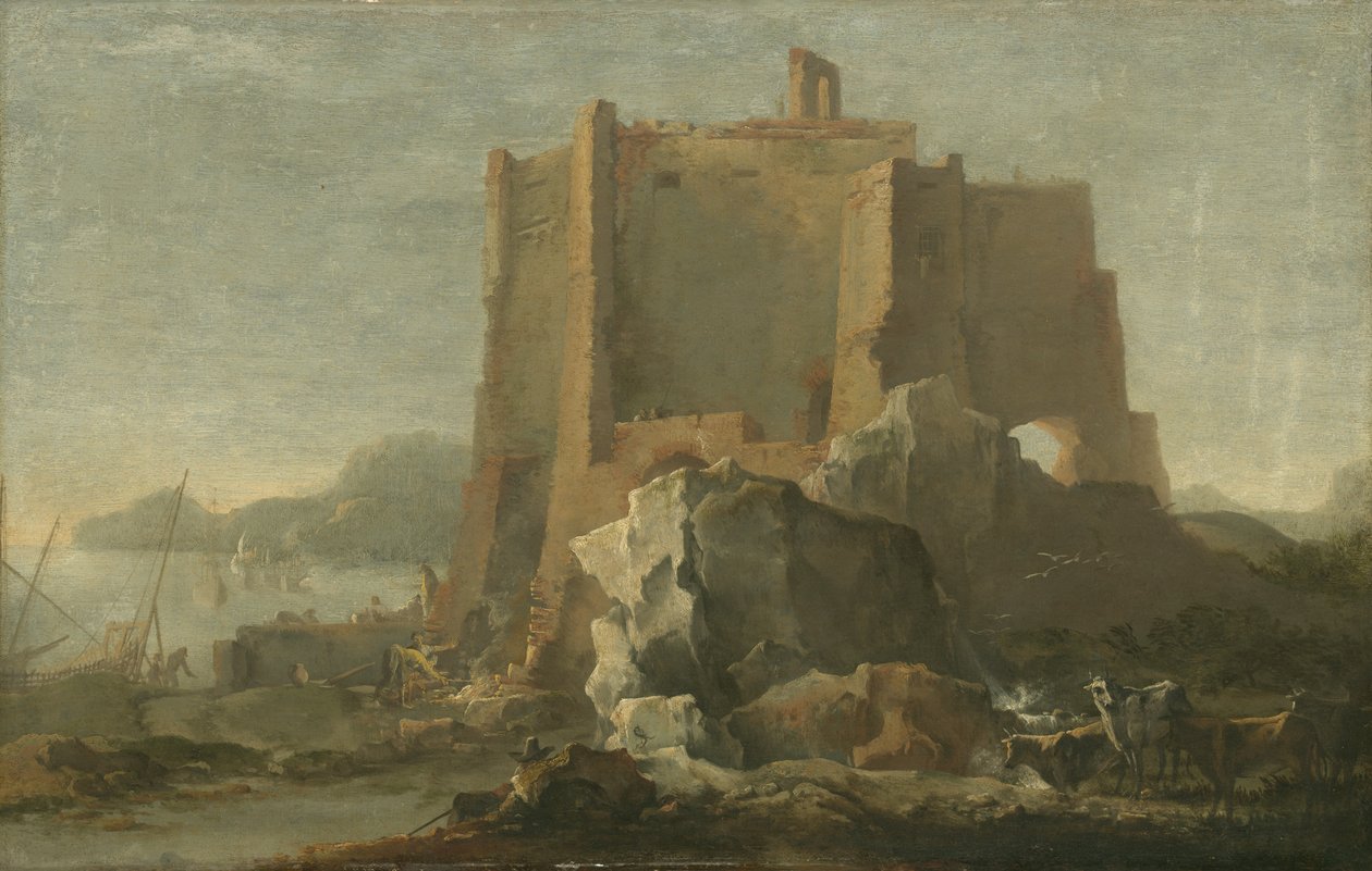 风景如画的岩石和堡垒，约1640-50年 作者 多梅尼科·加久洛（Domenico Gargiulo）