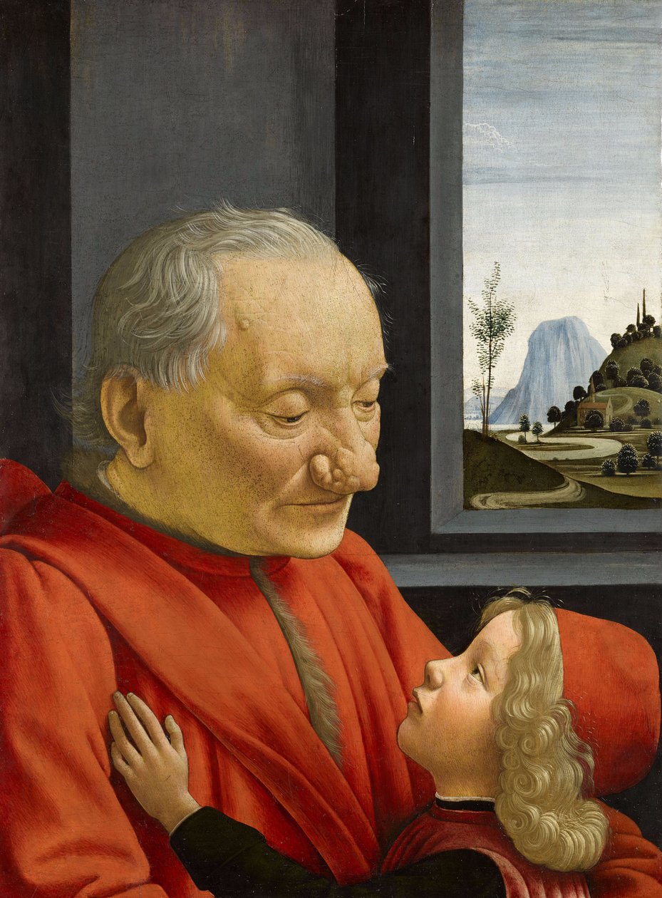 意大利语: Ritratto di vecchio con nipote 一位老人和他的孙子 作者 多梅尼科·吉兰达约（Domenico Ghirlandaio）
