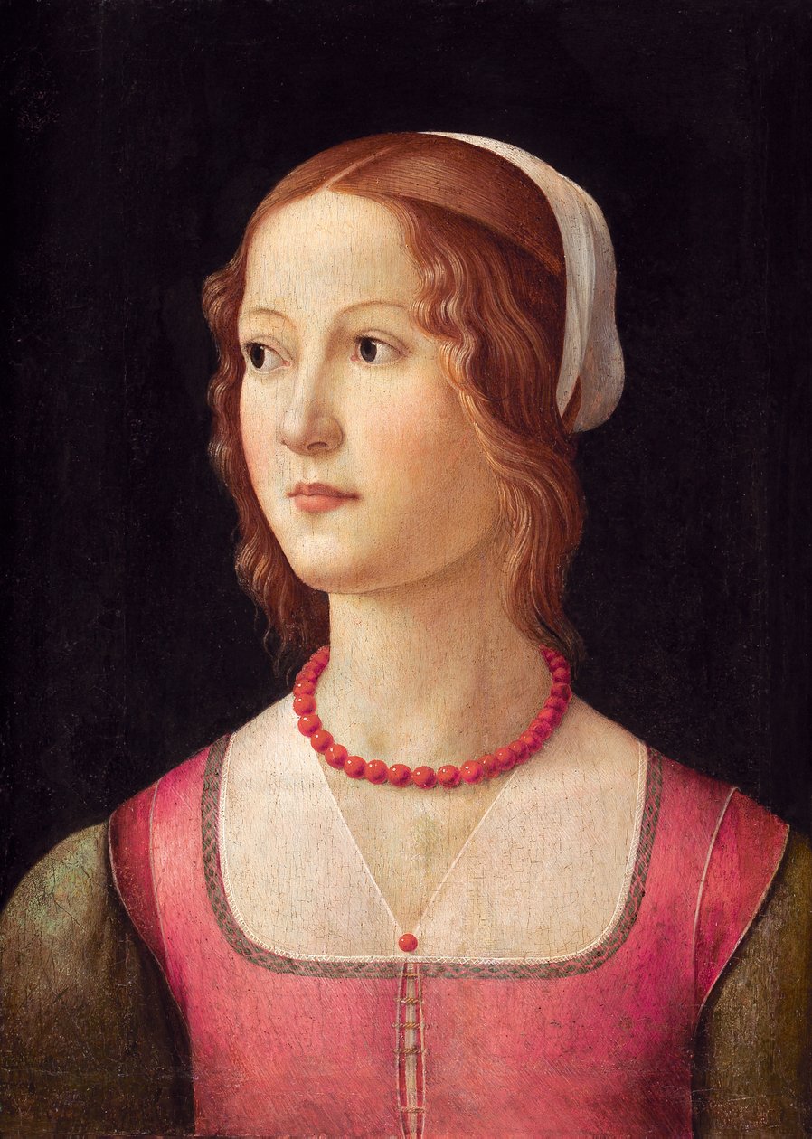 一个年轻女人的肖像。 作者 多梅尼科·吉兰达约（Domenico Ghirlandaio）