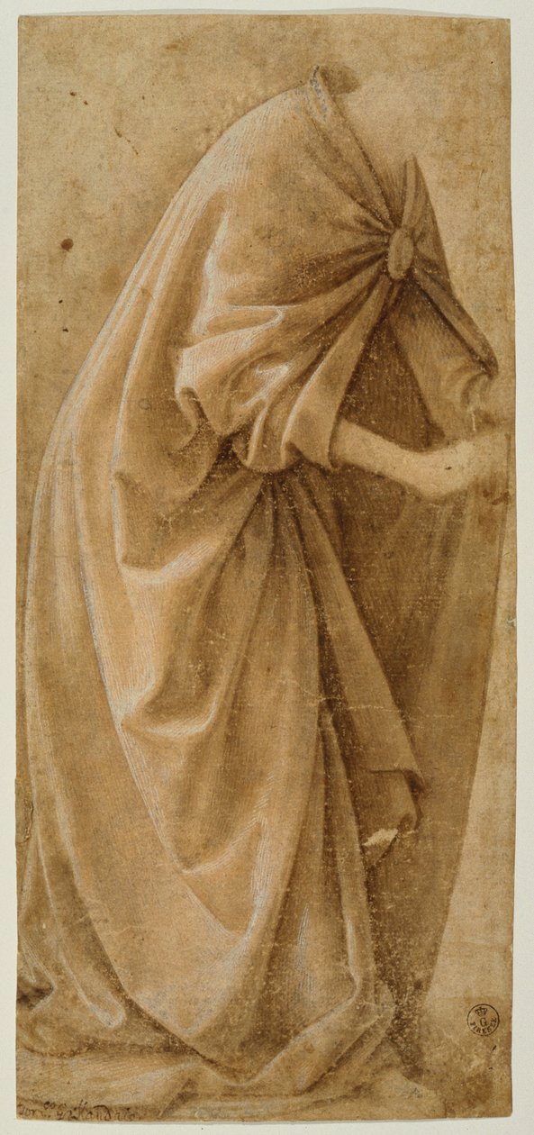 帷幔研究（墨水在纸上加白） 作者 多梅尼科·吉兰达约（Domenico Ghirlandaio）