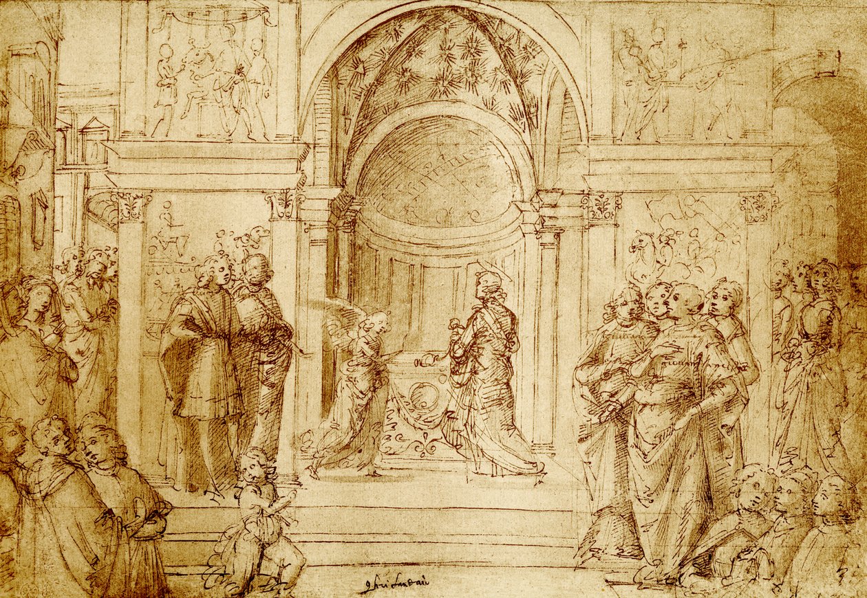 天使出现在寺庙中的撒迦利亚 作者 多梅尼科·吉兰达约（Domenico Ghirlandaio）