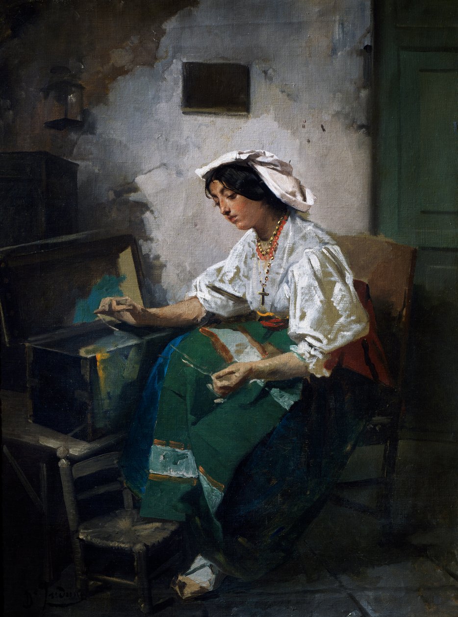 缝纫女孩 作者 多梅尼科·印度诺（Domenico Induno）