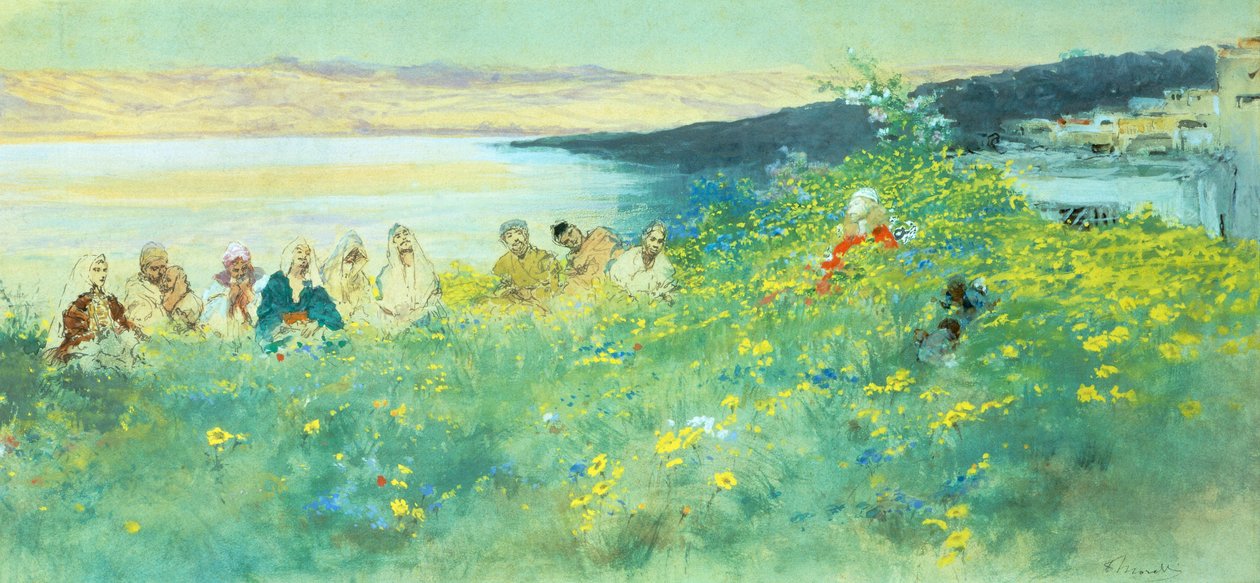 好消息，多米尼克-莫雷利（1826-1901），纸上水粉画，33x69厘米 作者 多梅尼科·莫雷利（Domenico Morelli）