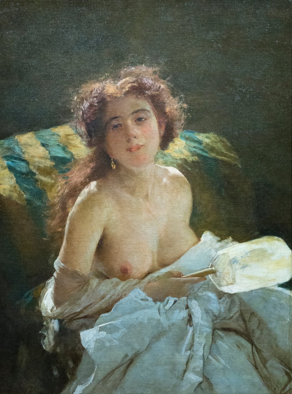 Lady with a fan 作者 多梅尼科·莫雷利（Domenico Morelli）