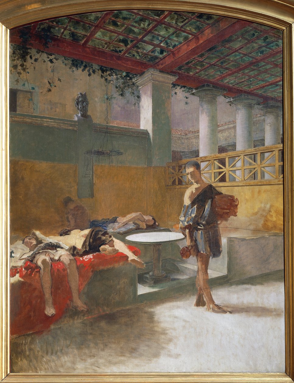 狂欢后的三联书店，约1860年（布面油画）。 作者 多梅尼科·莫雷利（Domenico Morelli）