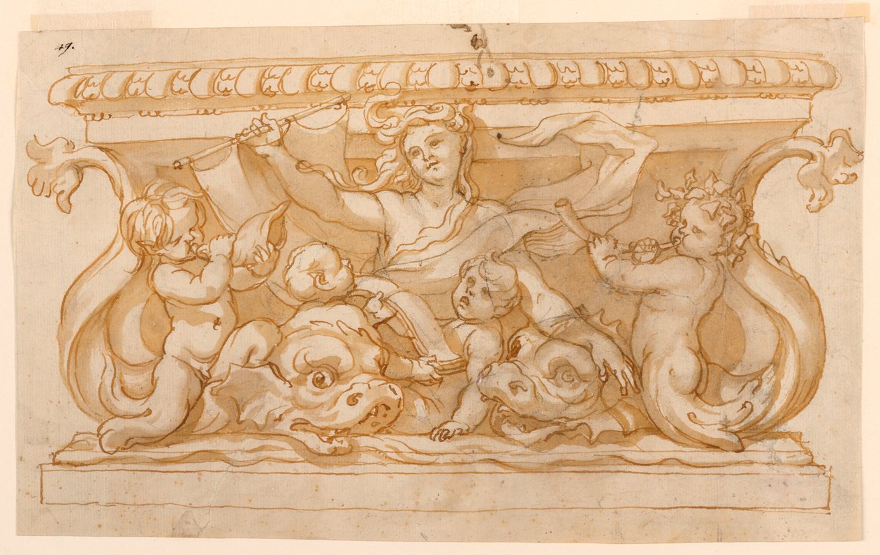 绘画，喷泉盆，1650-75 年 作者 多梅尼科·皮奥拉